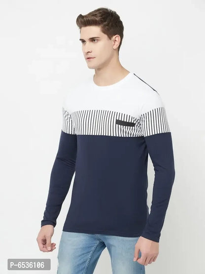 Cotton Blend Colourblocked Tees For Men