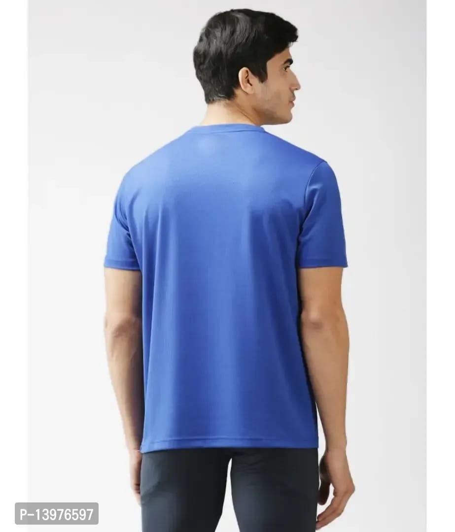 Reliable Blue Cotton Blend Printed Round Neck Tees For Men