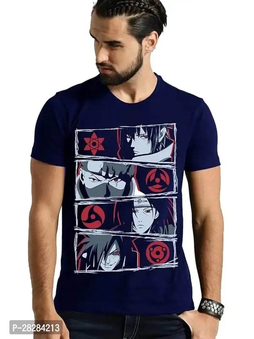 Stylish Cotton Blend Printed Round Neck Tees For Men